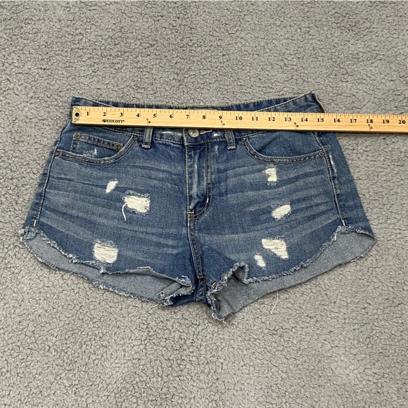 Free People Jean Shorts Womens 28 Blue Cut Off Frayed Distressed Denim High Rise - Picture 6 of 12